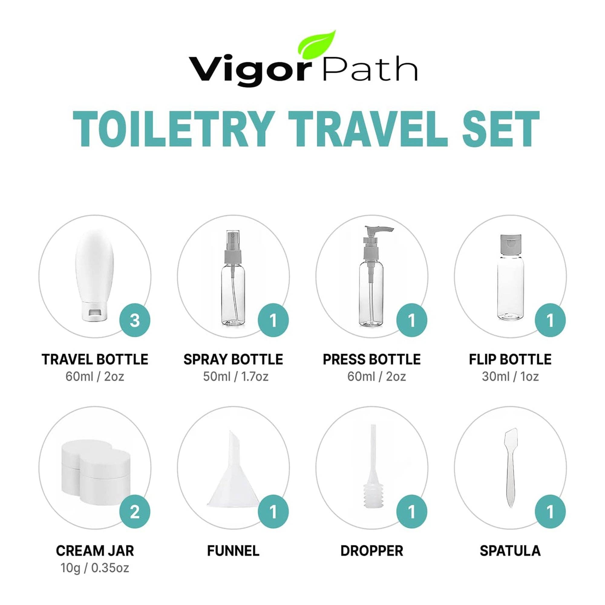11-Piece Travel Bottle Set for Toiletries - Clear