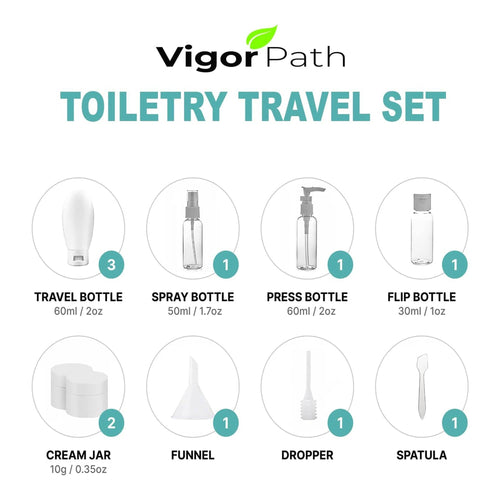 11-Piece Travel Bottle Set for Toiletries - Clear