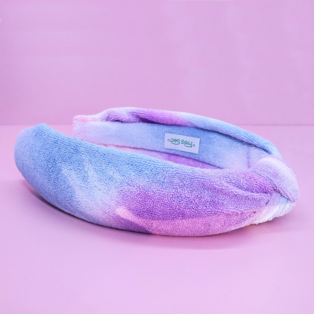 Spa Headband - Skincare Headband & Scrunchie Wristbands Set: Cotton Candy Tie Dye
