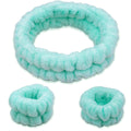Spa Headband - Skincare Headband & Wristband Set: Mint