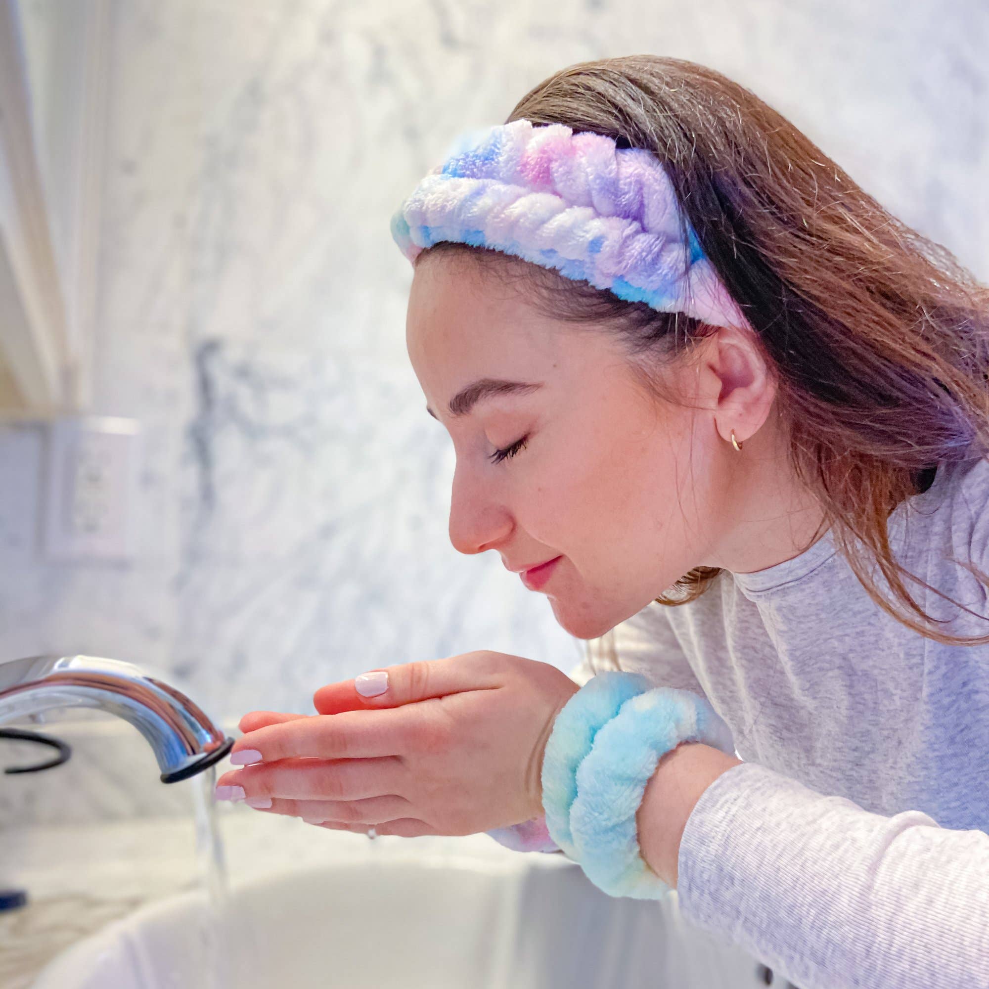 Spa Headband - Skincare Headband & Wristband Set: Black