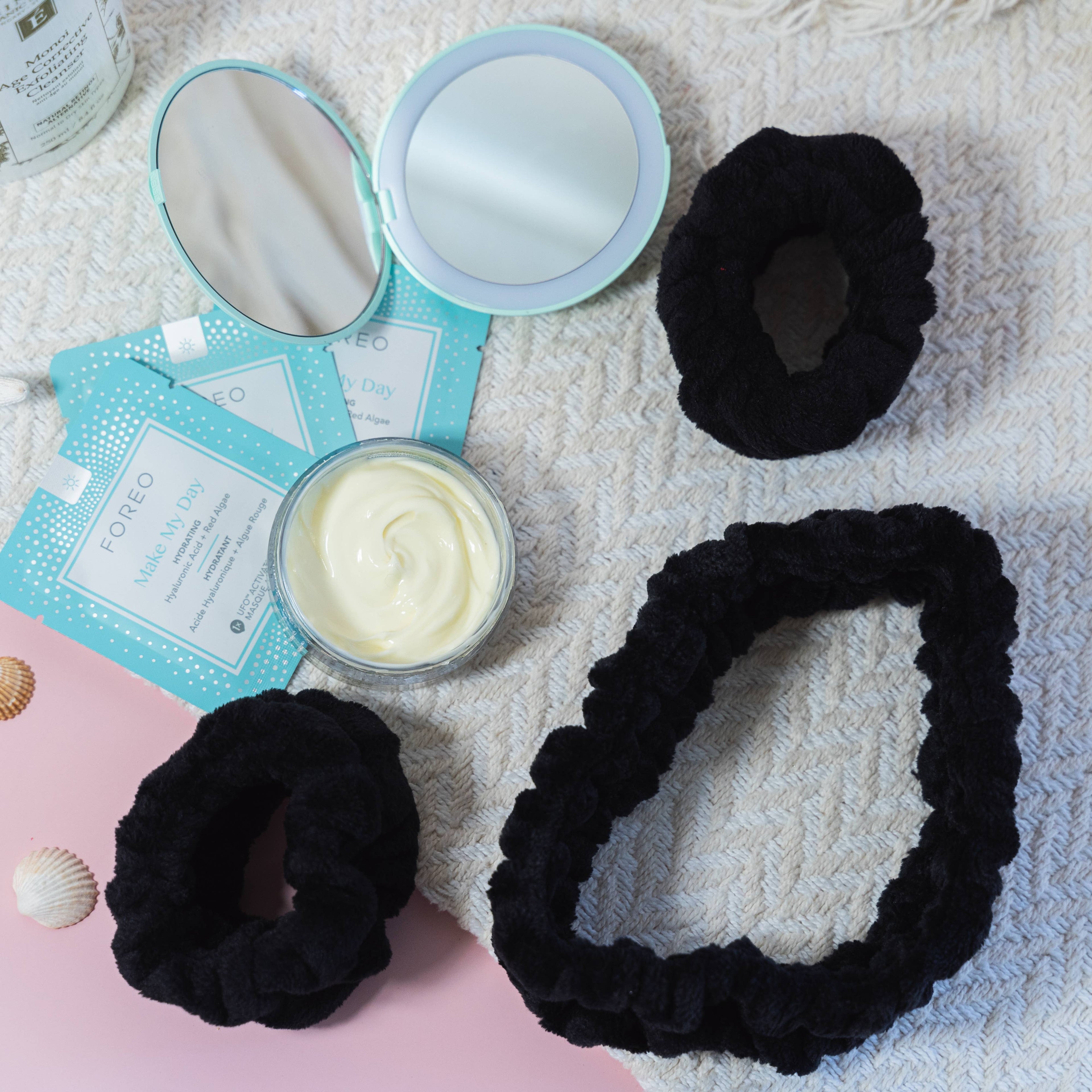 Spa Headband - Skincare Headband & Wristband Set: Black