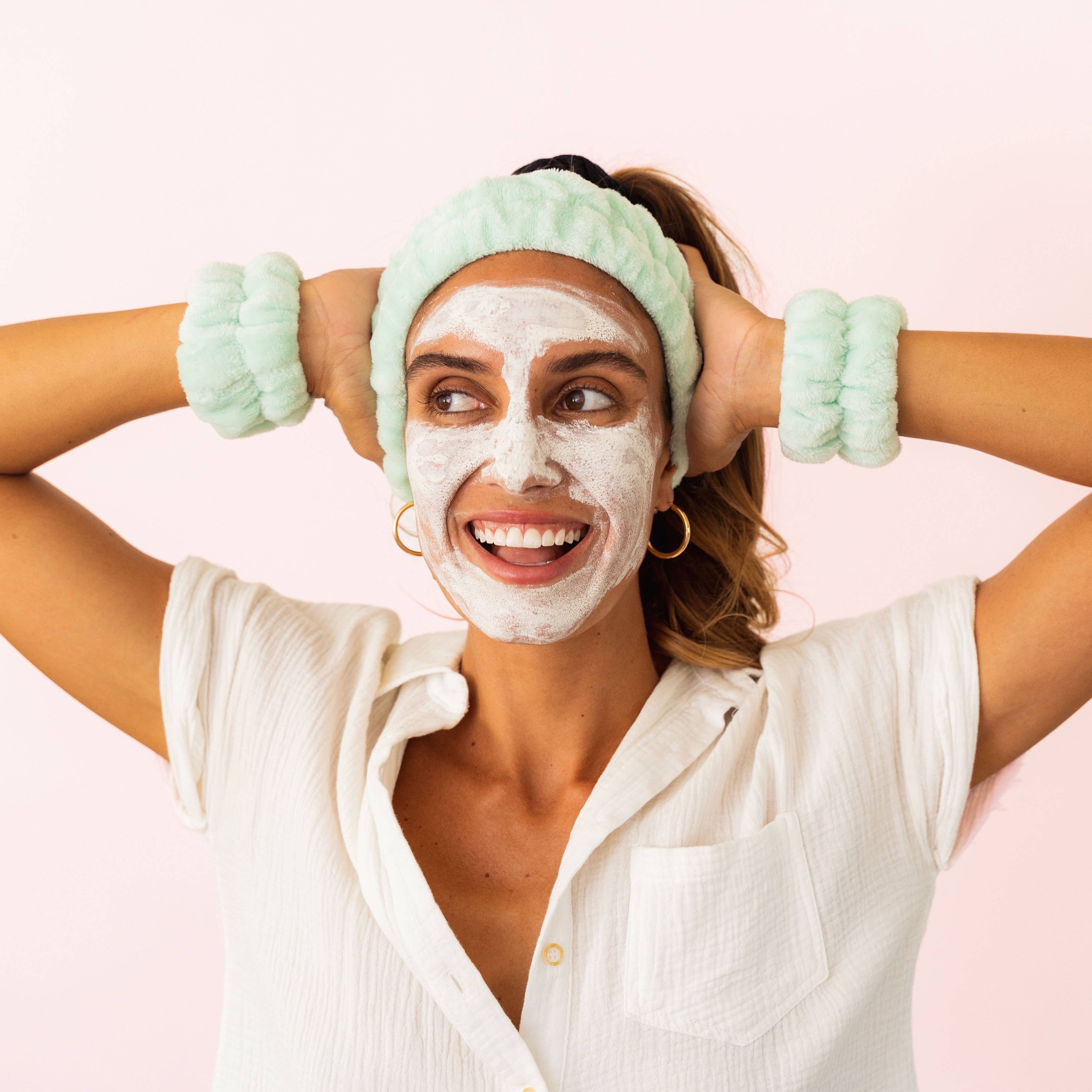 Spa Headband - Skincare Headband & Wristband Set: Cotton Candy Tie Dye