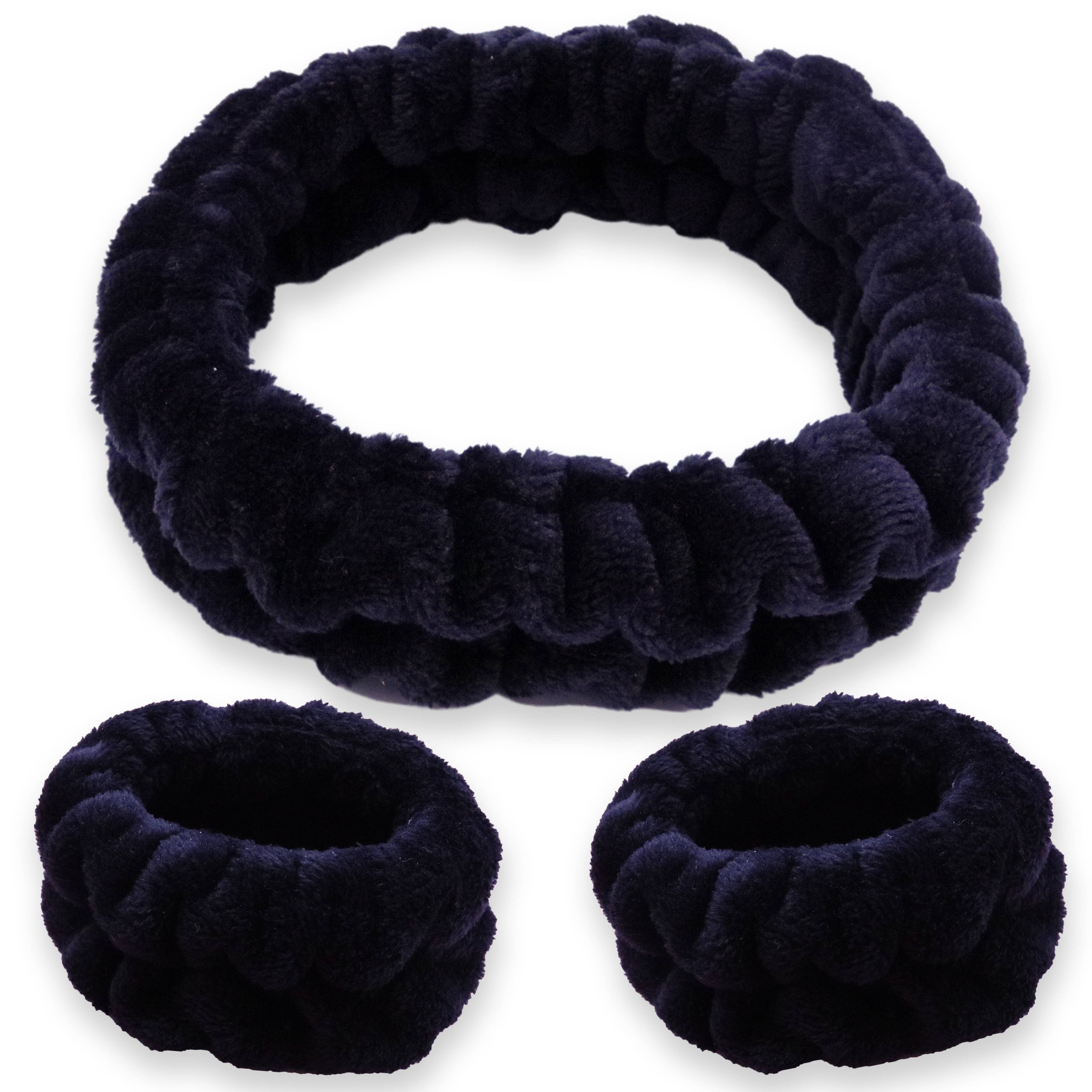 Spa Headband - Skincare Headband & Wristband Set: Black