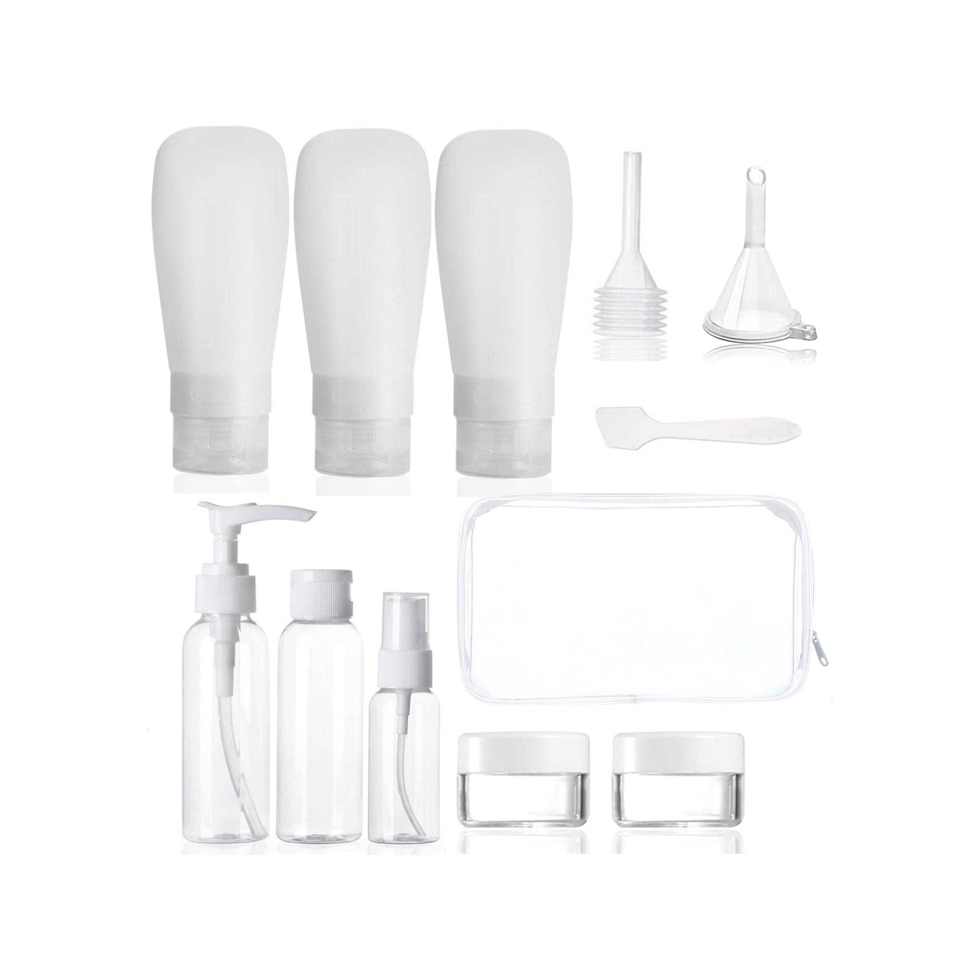 11-Piece Travel Bottle Set for Toiletries - Clear
