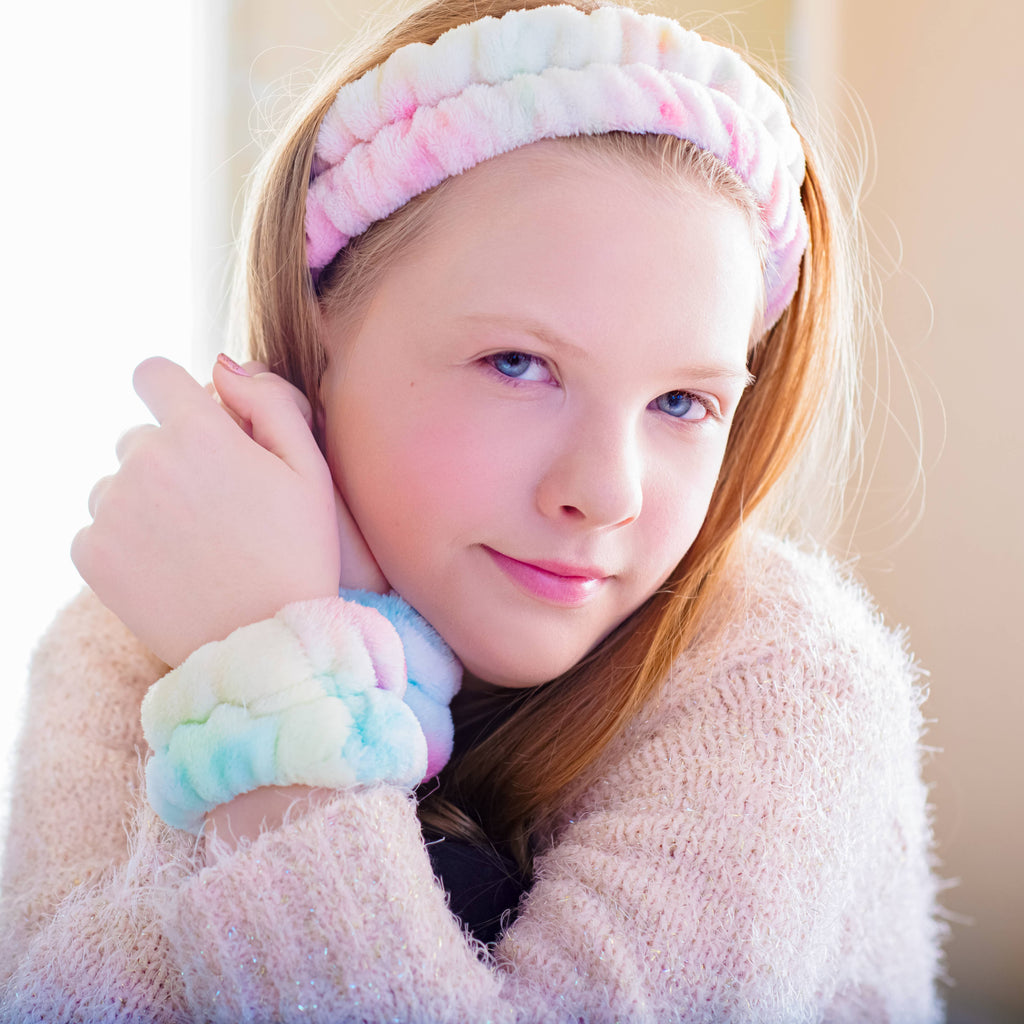 Spa Headband - Skincare Headband & Wristband Set: Black