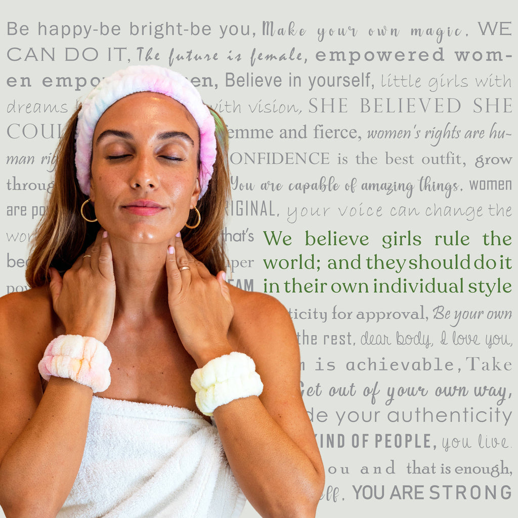 Spa Headband - Skincare Headband & Wristband Set: Black