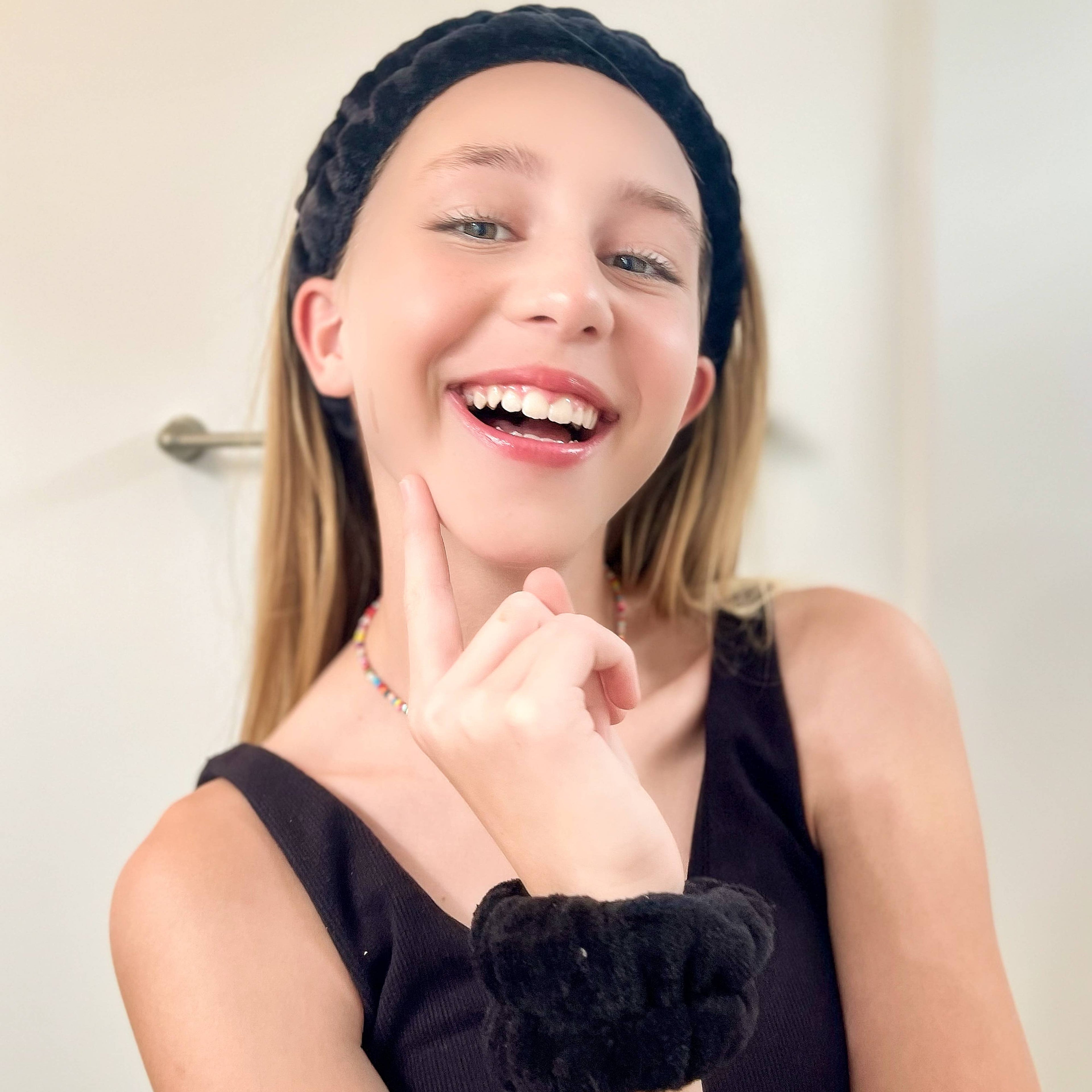 Spa Headband - Skincare Headband & Wristband Set: Black