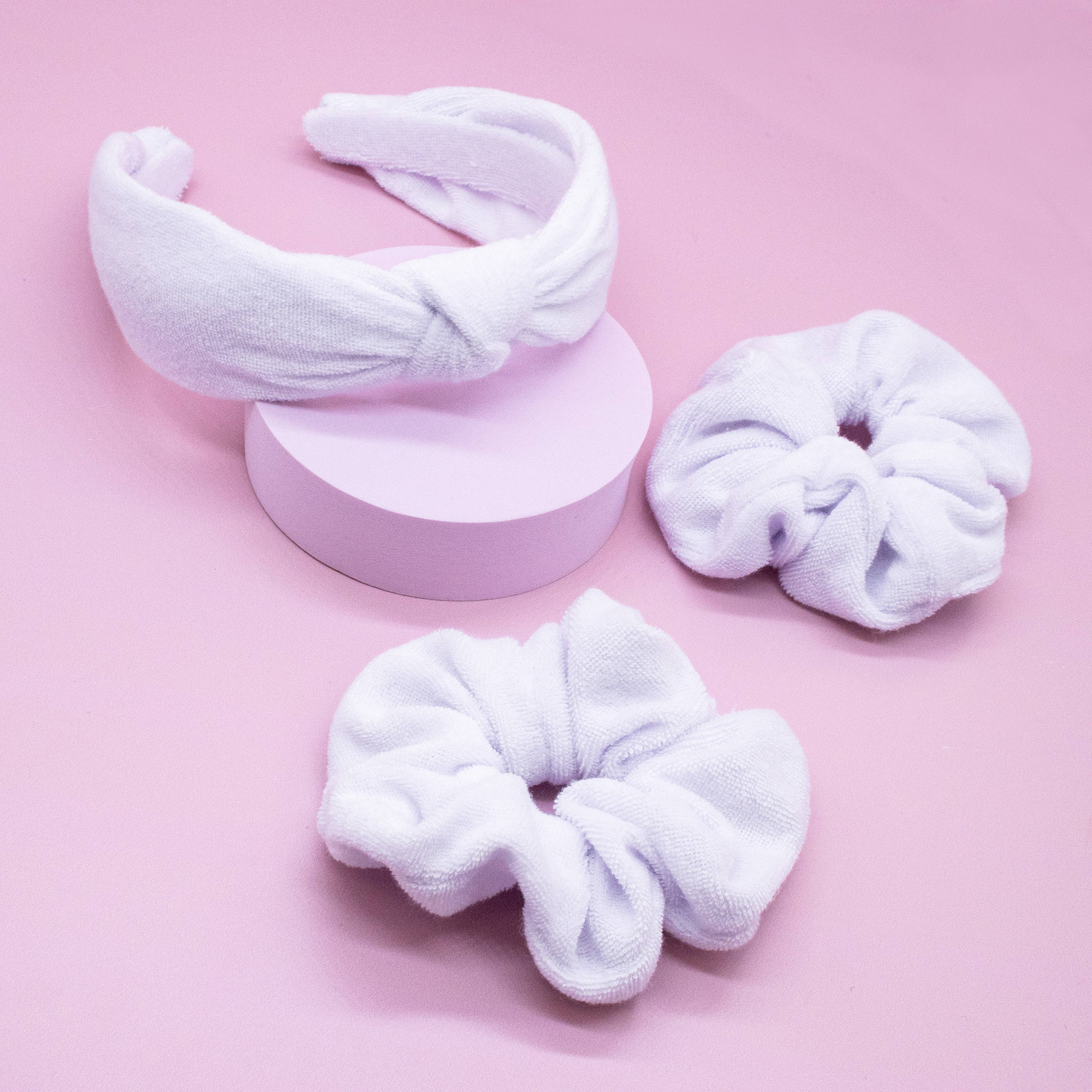 Spa Headband - Skincare Headband & Scrunchie Wristbands Set: Cotton Candy Tie Dye
